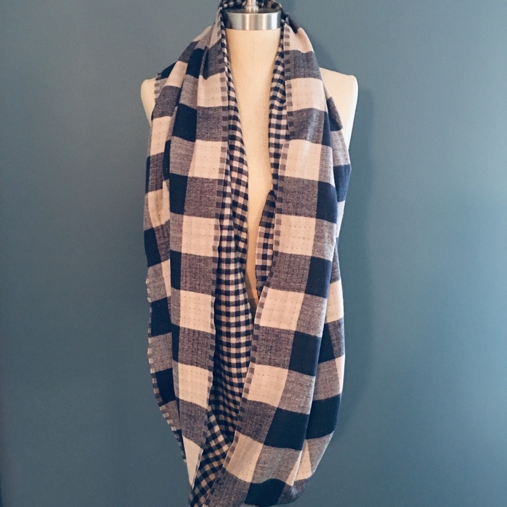 LOFT plaid and gingham infinity scarf